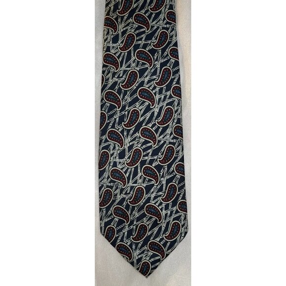 Ralph Lauren Polo Paisley Silk Tie Navy & Burgundy 58x3.5" - Picture 1 of 3